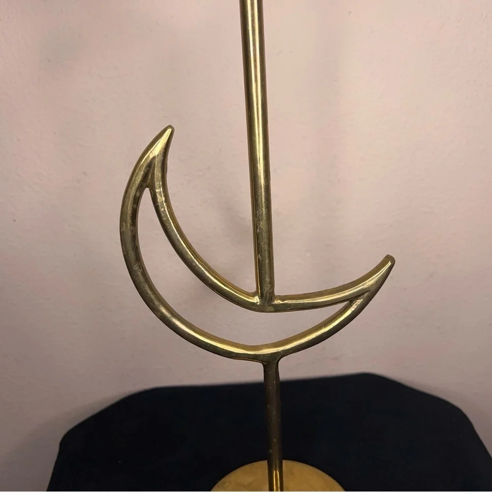 Vintage 90s Celestial Brass Moon Candlestick Goth Retro 14” Height